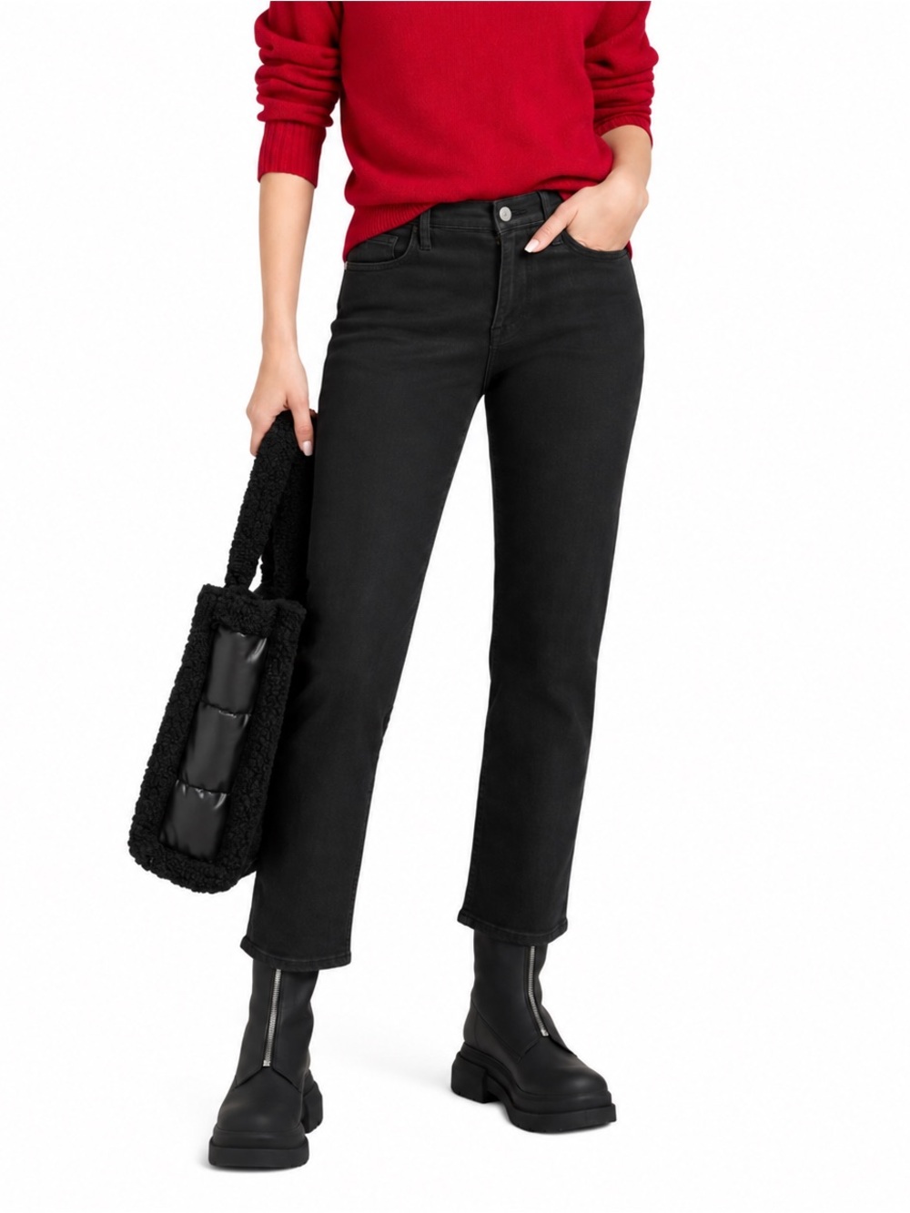 Frame Le High Straight Coated Black Jeans NWT
